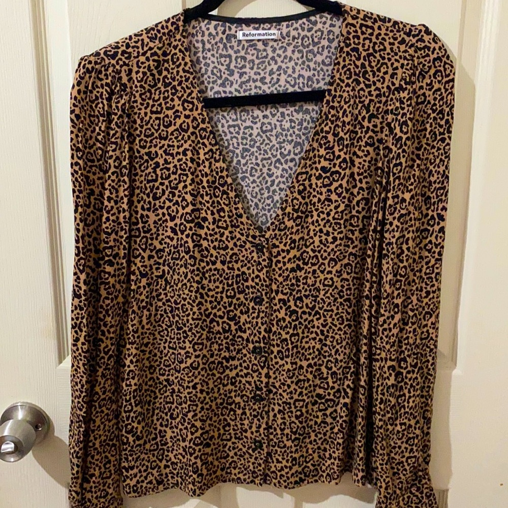 Reformation Leopard Print Top